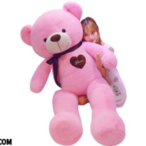 Gấu bông teddy cao cấp ngực trái tim màu hồng cao 1m6