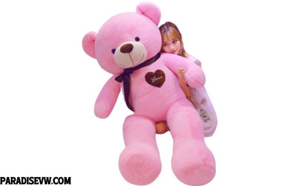 Gấu bông teddy cao cấp ngực trái tim màu hồng cao 1m6