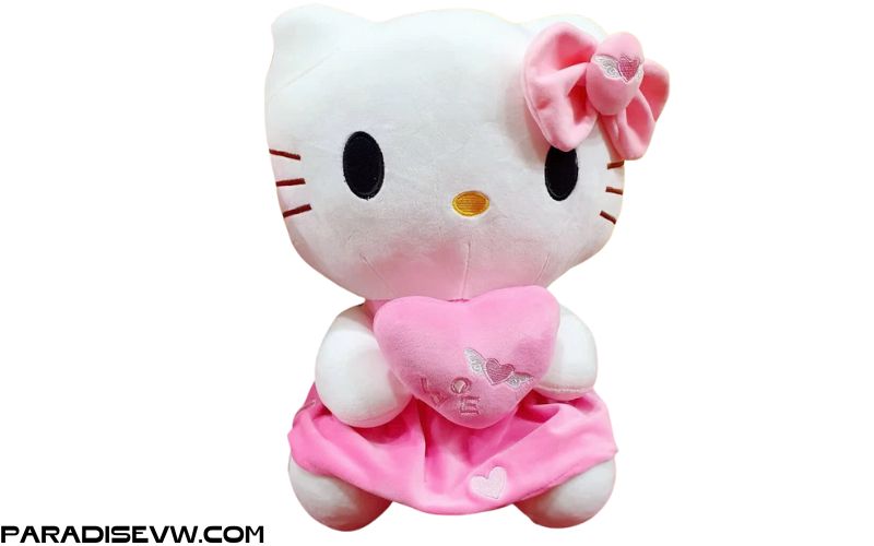 Gấu Bông Mèo Hello Kitty Nơ Tim